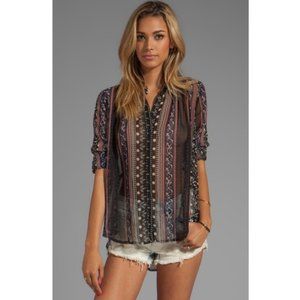 Free People, Midnight Mile Printed Penny Georgette, Blouse